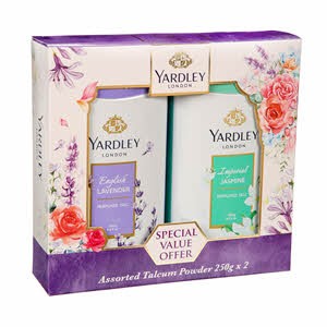 YARDLEY LONDON TALCUM POWDER LAVENDER & JASMINE 2X250G