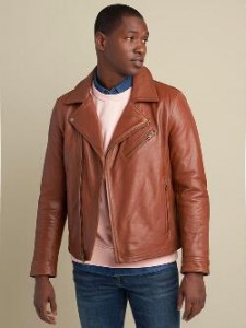 Johnson Men Tan Quilted Motorcycle Leather Jacket