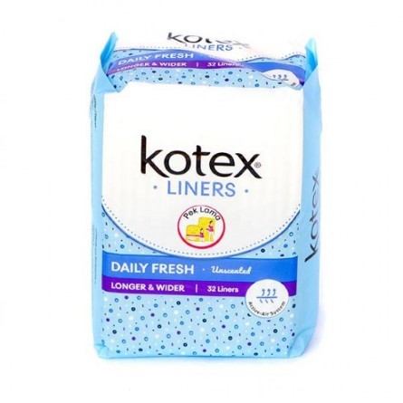 KOTEX LINERS DAILY FRESH UNSCENTED LONGER & WIDER